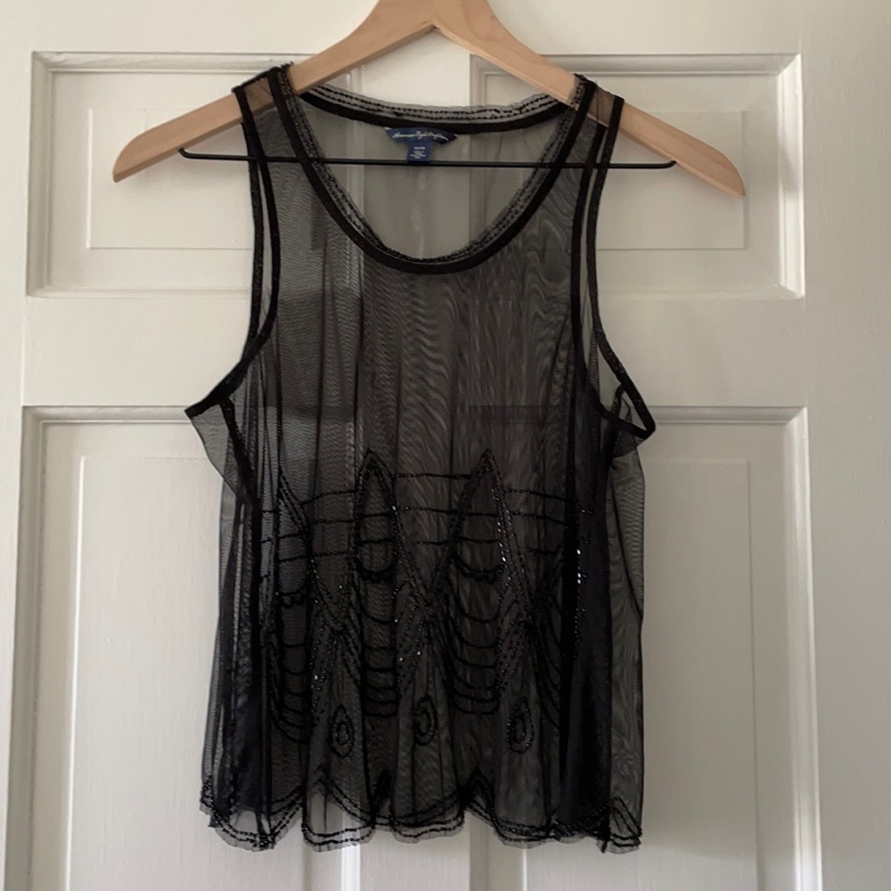 Black Beaded Sheer Tank